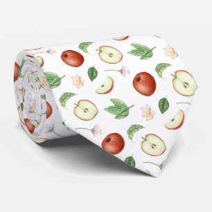 Red Apples Leaves and Blossoms Tie