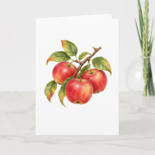 Red Apples on a Leafy Branch Card