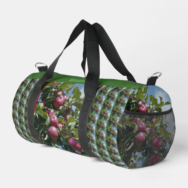 Red Apples On The Tree Country Personalized Duffle Bag (Right Corner)