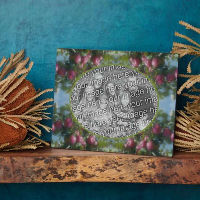 Red Apples On Tree Add Your Photo Plaque (Side)