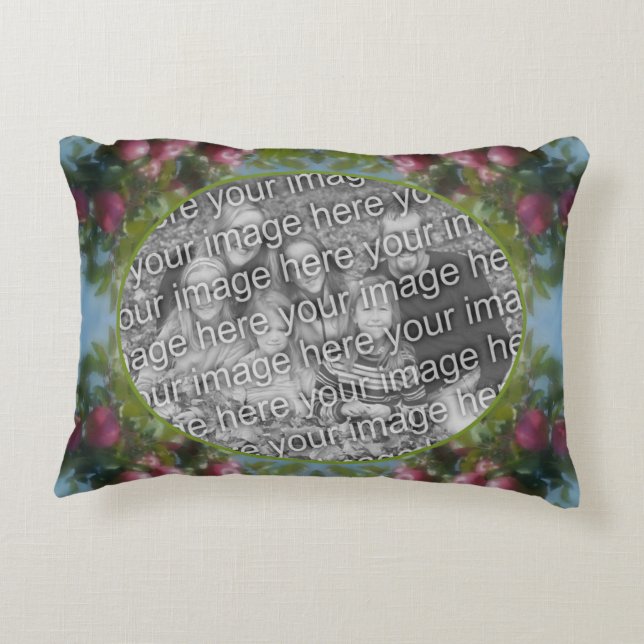 Red Apples On Tree Frame Add Your Photo Accent Pillow (Back)