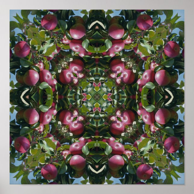 Red Apples On Tree Nature Art Poster (Front)