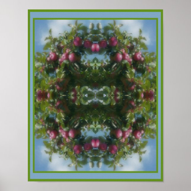 Red Apples On Tree Painting Abstract  Poster (Front)