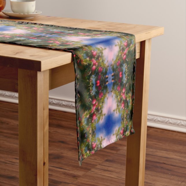 Red Apples On Tree Painting Abstract   Short Table Runner (In Situ)