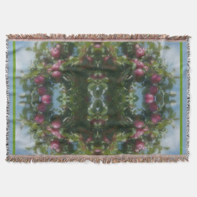 Red Apples On Tree Painting Abstract  Throw Blanket (Front)