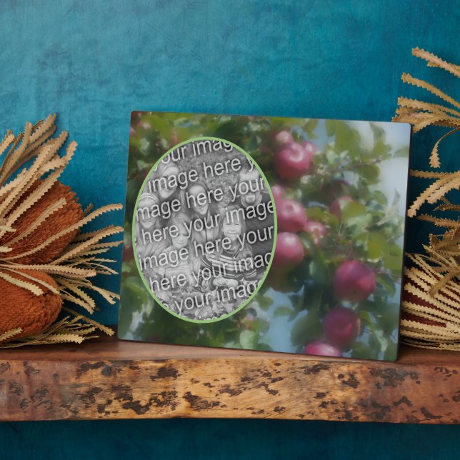 Red Apples On Tree Painting Add Your Own Photo Plaque (Side)