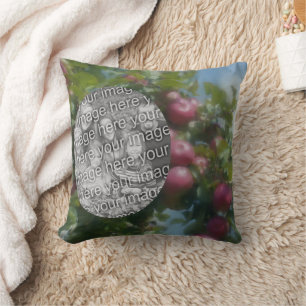 Red Apples On Tree Painting Add Your Photo Throw Pillow