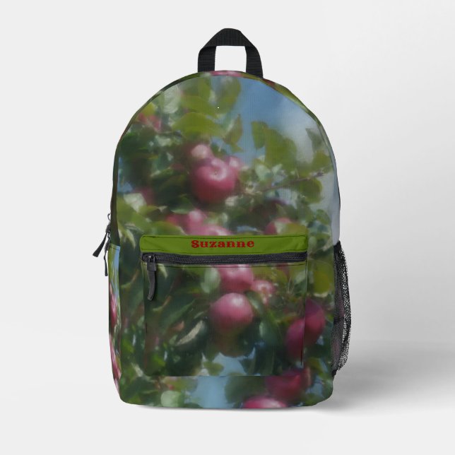 Red Apples On Tree Painting Printed Backpack (Front)