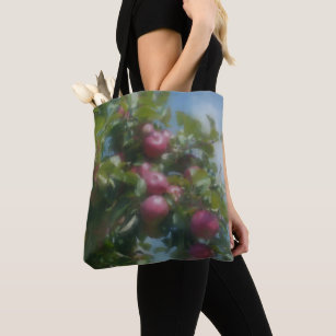 Red Apples On Tree Photo Painting  Tote Bag