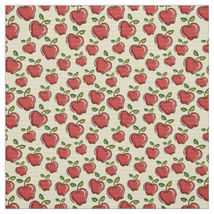 Red Apples On Yellow Background Pattern Design Art Fabric