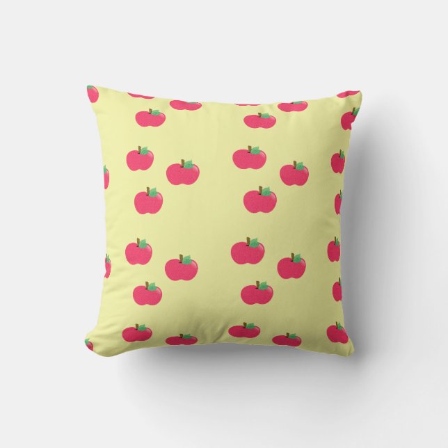 Red apples on yellow background throw pillow (Front)