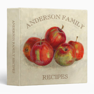 Red Apples Painting Family Monogram Recipe Binder