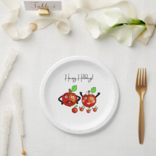 Red apples paper plate