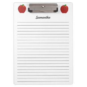 Red Apples Personalized Lined Clipboards