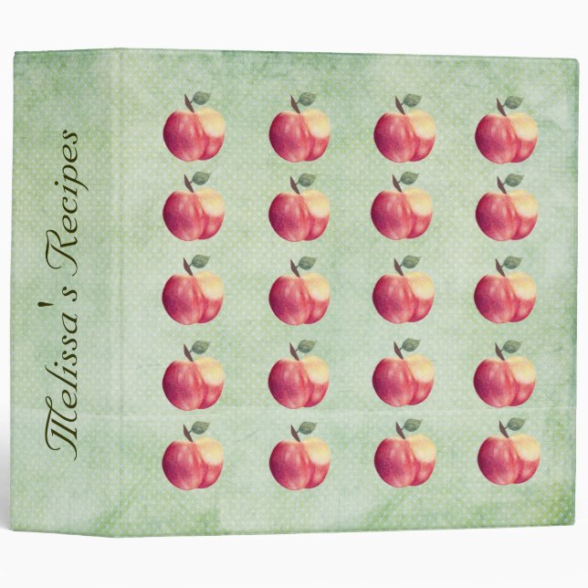 Red Apples Personalized Name Recipe Binder (Front/Spine)