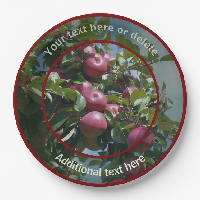 Red Apples Ready For Picking Personalized Party  Paper Plate (Front)