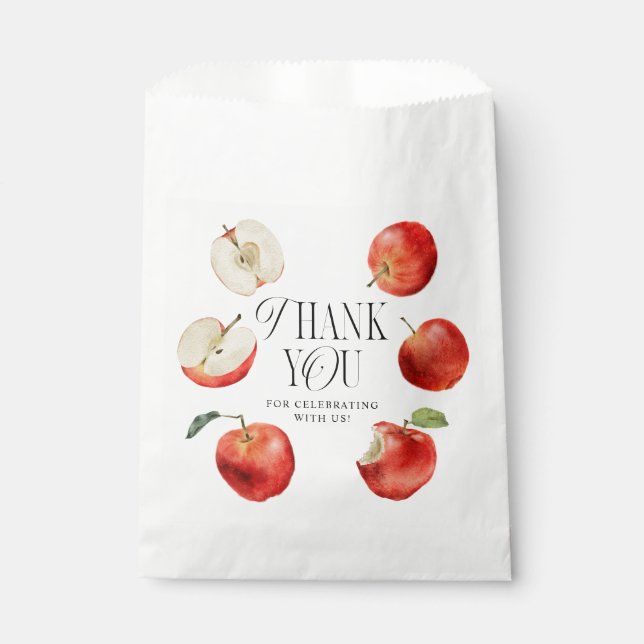 Red Apples Rustic Baby Shower Favour Bag (Front)