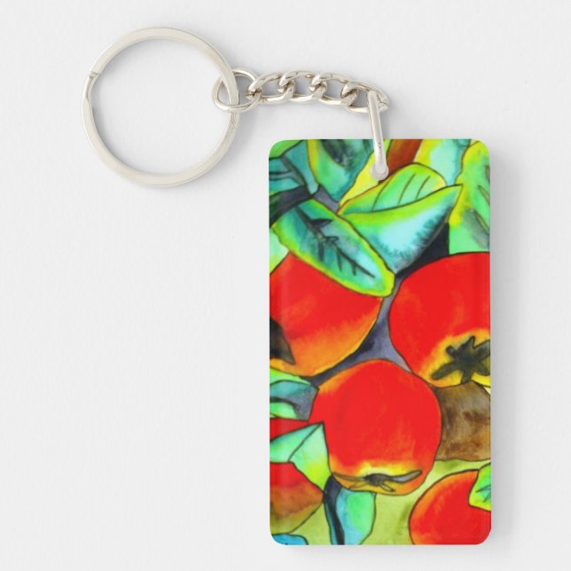 Red Apples watercolor fruit art painting Keychain (Front)
