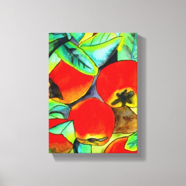 Red Apples watercolor original art painting Canvas Print (Front)