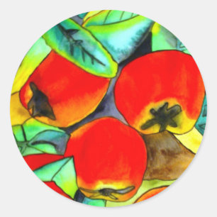 Red Apples watercolor original art painting Classic Round Sticker