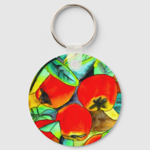 Red Apples watercolor original art painting Keychain