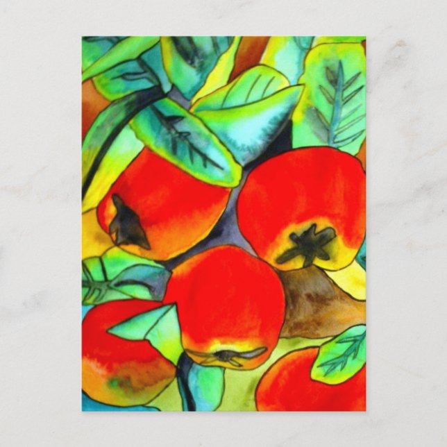 Red Apples watercolor original art painting Postcard (Front)