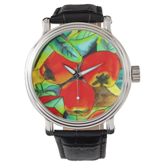 Red Apples watercolor original art painting Watch (Front)