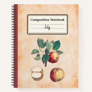Red Apples With Leaves Personalized Composition Notebook