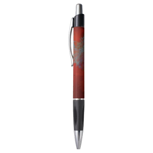 Red, Aqua & Gold Grunge Digital Abstract Art Pen (Top (Vertical))