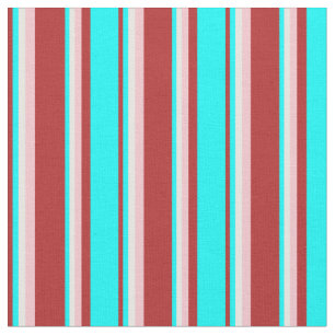 Red, Aqua, White & Pink Coloured Lines Pattern Fabric