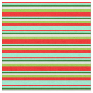Red, Aquamarine, Dark Green, Mint Cream & Green Fabric
