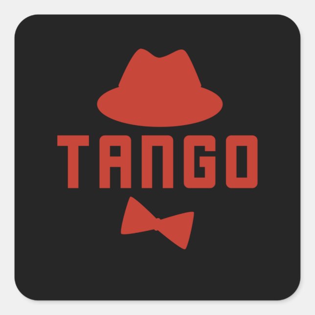 Red Argentine Tango Fedora Bow Tie Dancer Square Sticker (Front)