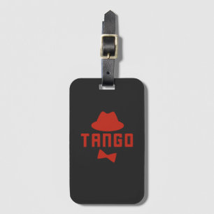 Red Argentine Tango Fedora Hat and Bowtie Luggage Tag