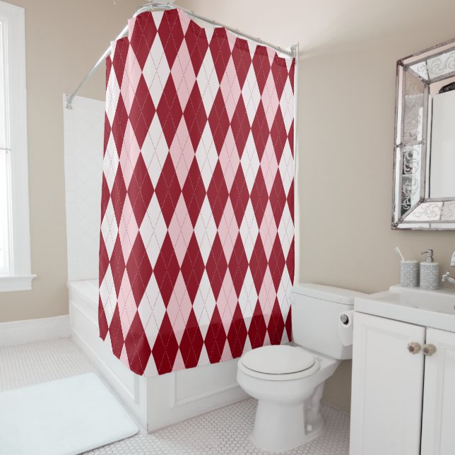 Red Argyle Crimson Pink Small Diamond Shape (In Situ)