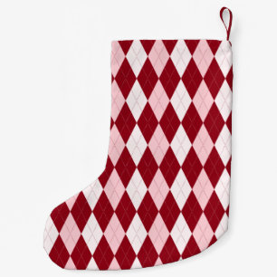 Red Argyle Crimson Pink Small Diamond Shape Christmas Stocking