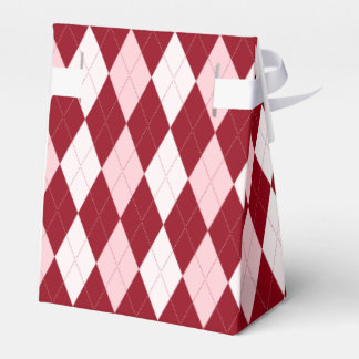 Red Argyle Crimson Pink Small Diamond Shape Favor Box