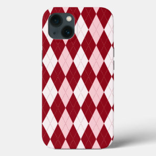 Red Argyle Crimson Pink Small Diamond Shape iPhone 13 Case