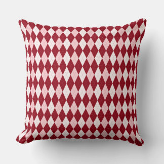 Red Argyle Crimson Pink Small Diamond Shape Throw Pillow