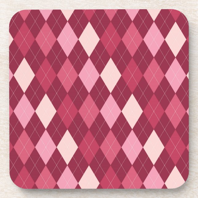 Red argyle pattern coaster (Front)