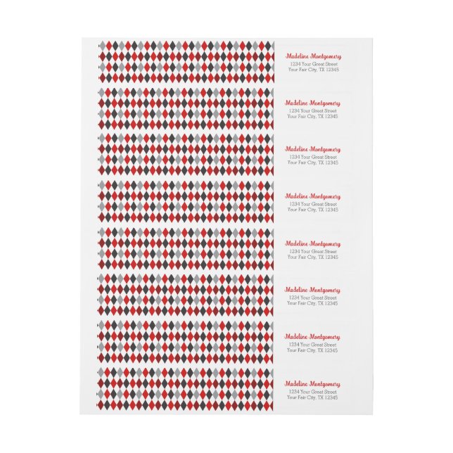 Red Argyle Raiders Wrap Around Label (Sheet)