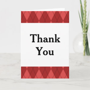 Red Argyle Thank You Card