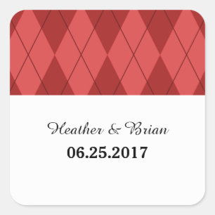 Red Argyle Wedding Stickers