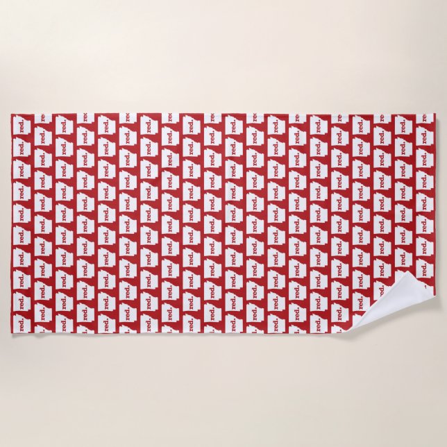 RED ARKANSAS BEACH TOWEL (Front)