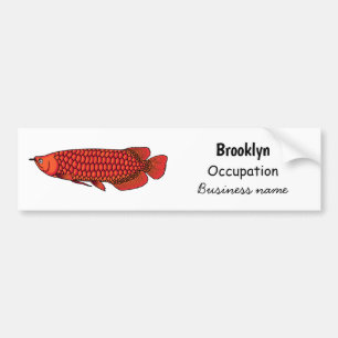 Red Arowana fish cartoon illustration  Bumper Sticker