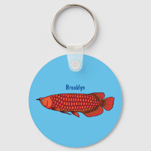 Red Arowana fish cartoon illustration Keychain