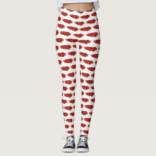 Red Arowana fish cartoon illustration Leggings