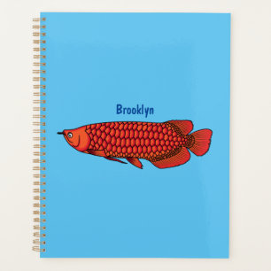Red Arowana fish cartoon illustration  Planner