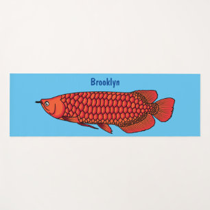 Red Arowana fish cartoon illustration Yoga Mat