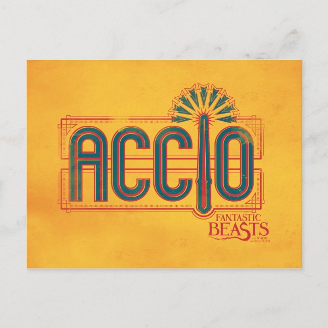 Red Art Deco ACCIO™ Spell Graphic Postcard (Front)