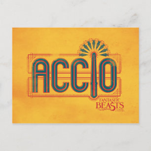 Red Art Deco ACCIO™ Spell Graphic Postcard